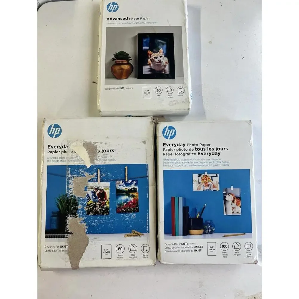 HP Everyday Glossy Photo Paper | 100 Sheets | 4 x 6 in | CR759A W/ 2 Others